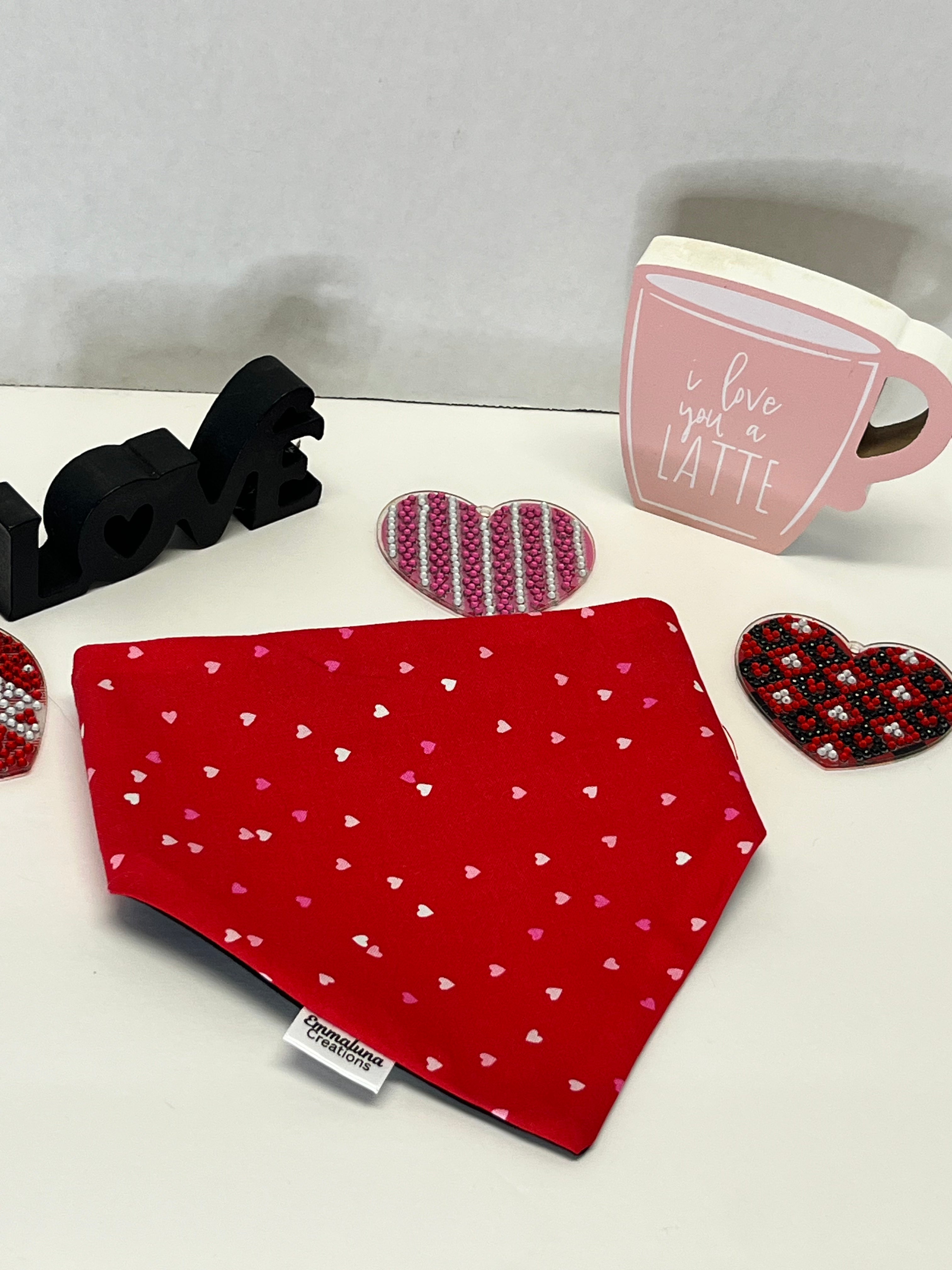 Mini Hearts Scrunchie Dog Bandana