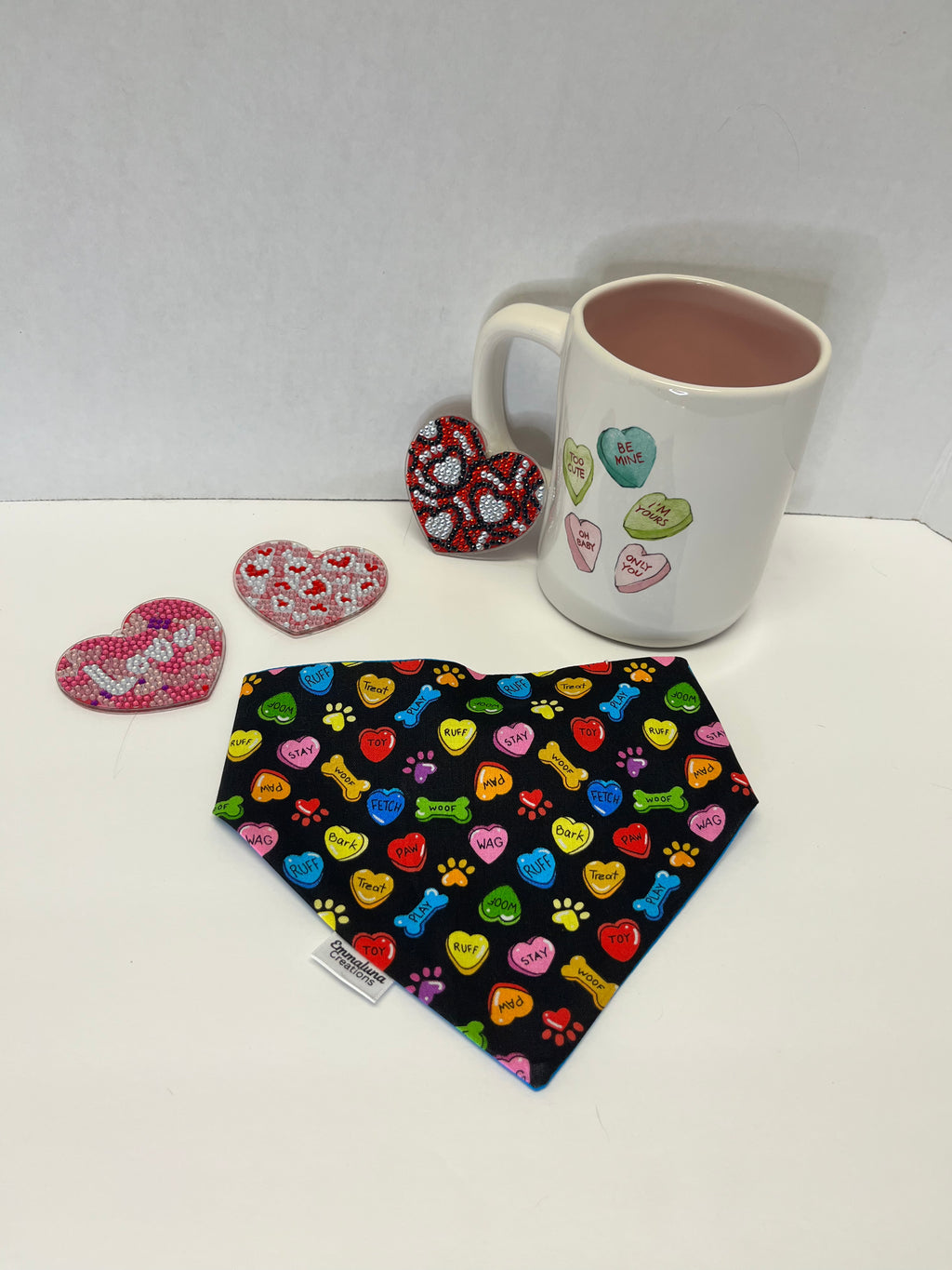 Conversation Hearts Scrunchie Dog Bandana