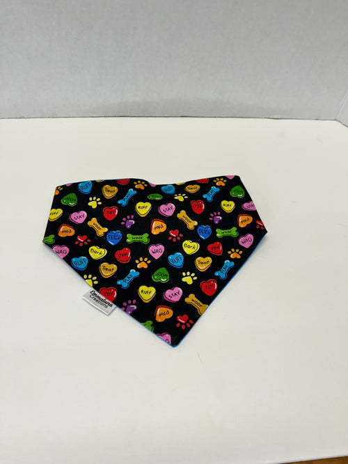 Conversation Hearts Scrunchie Dog Bandana