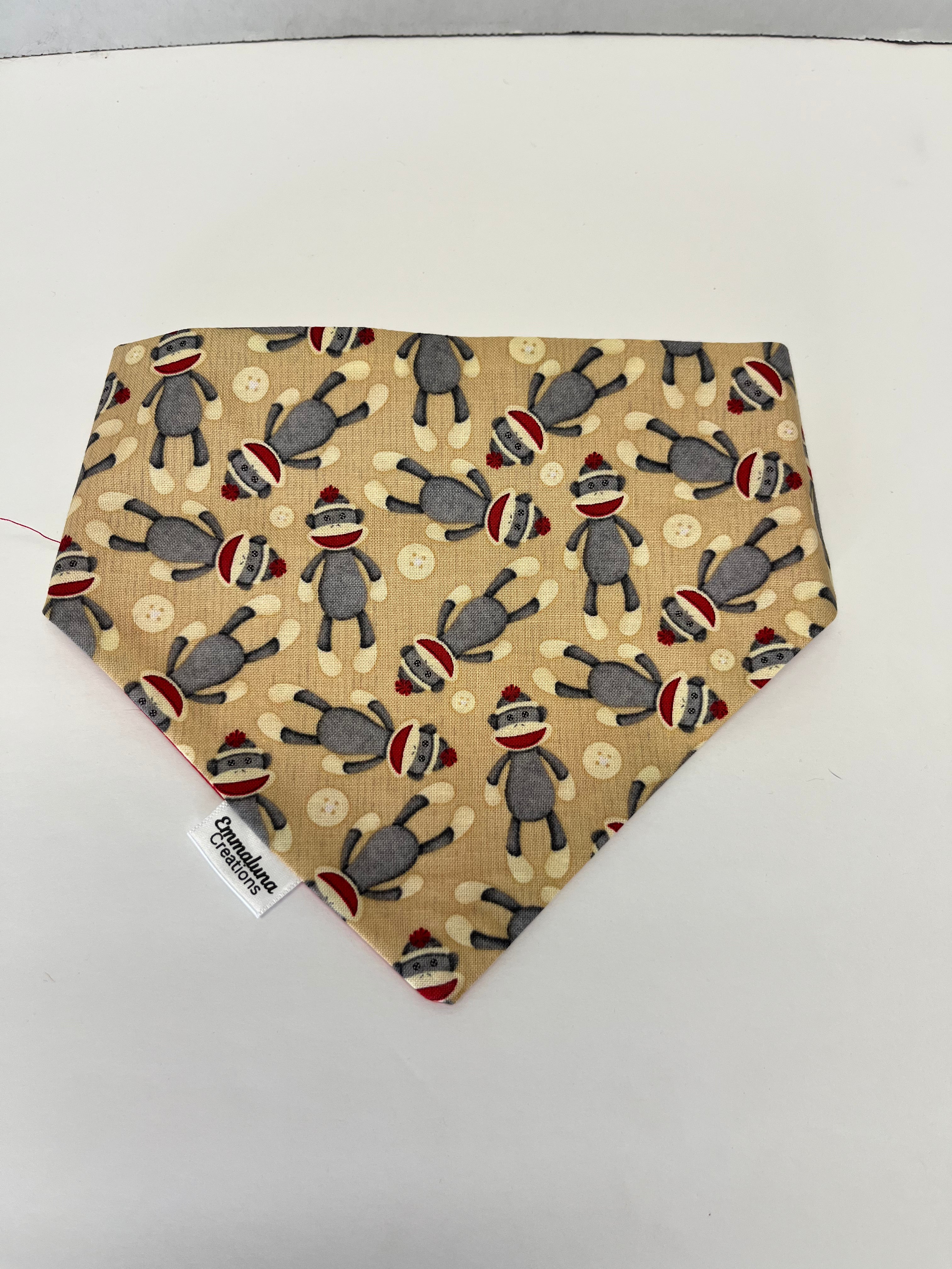 Sock Monkey Scrunchie Dog Bandana