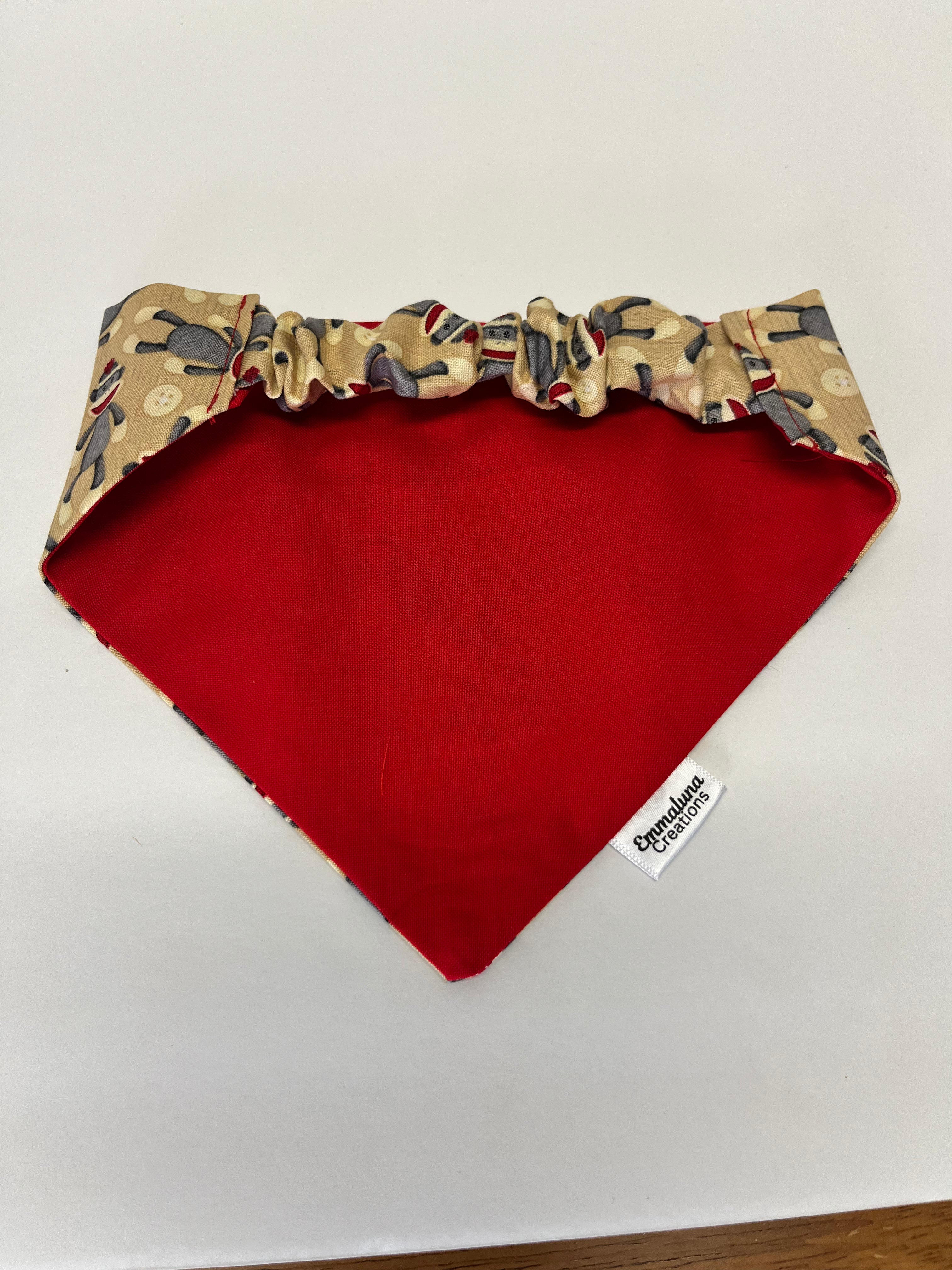 Sock Monkey Scrunchie Dog Bandana