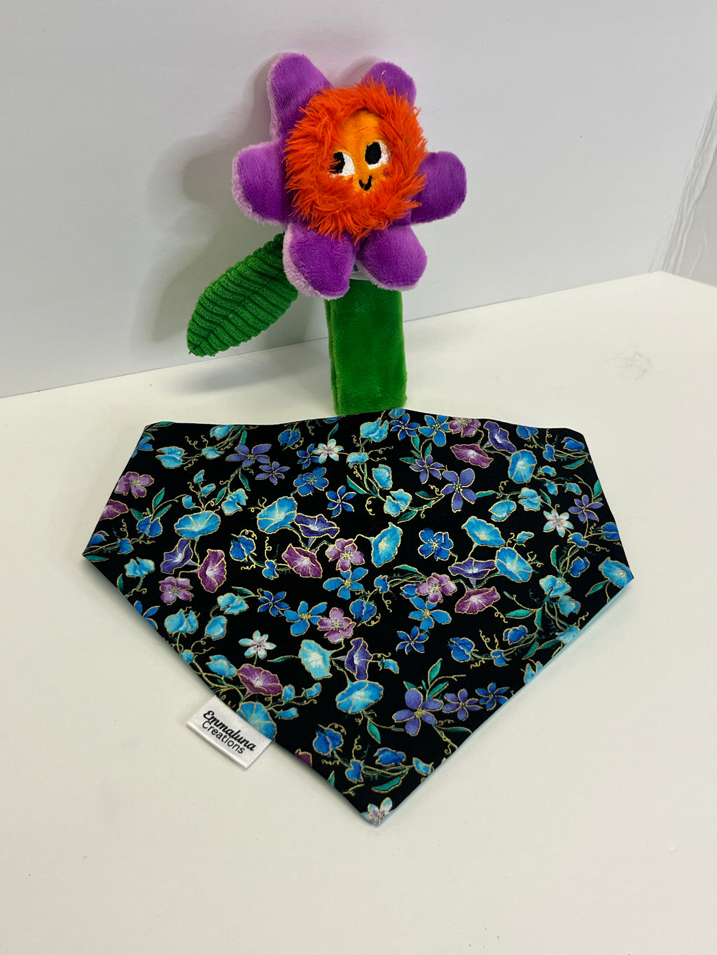 Dark Flowers Scrunchie Dog Bandana