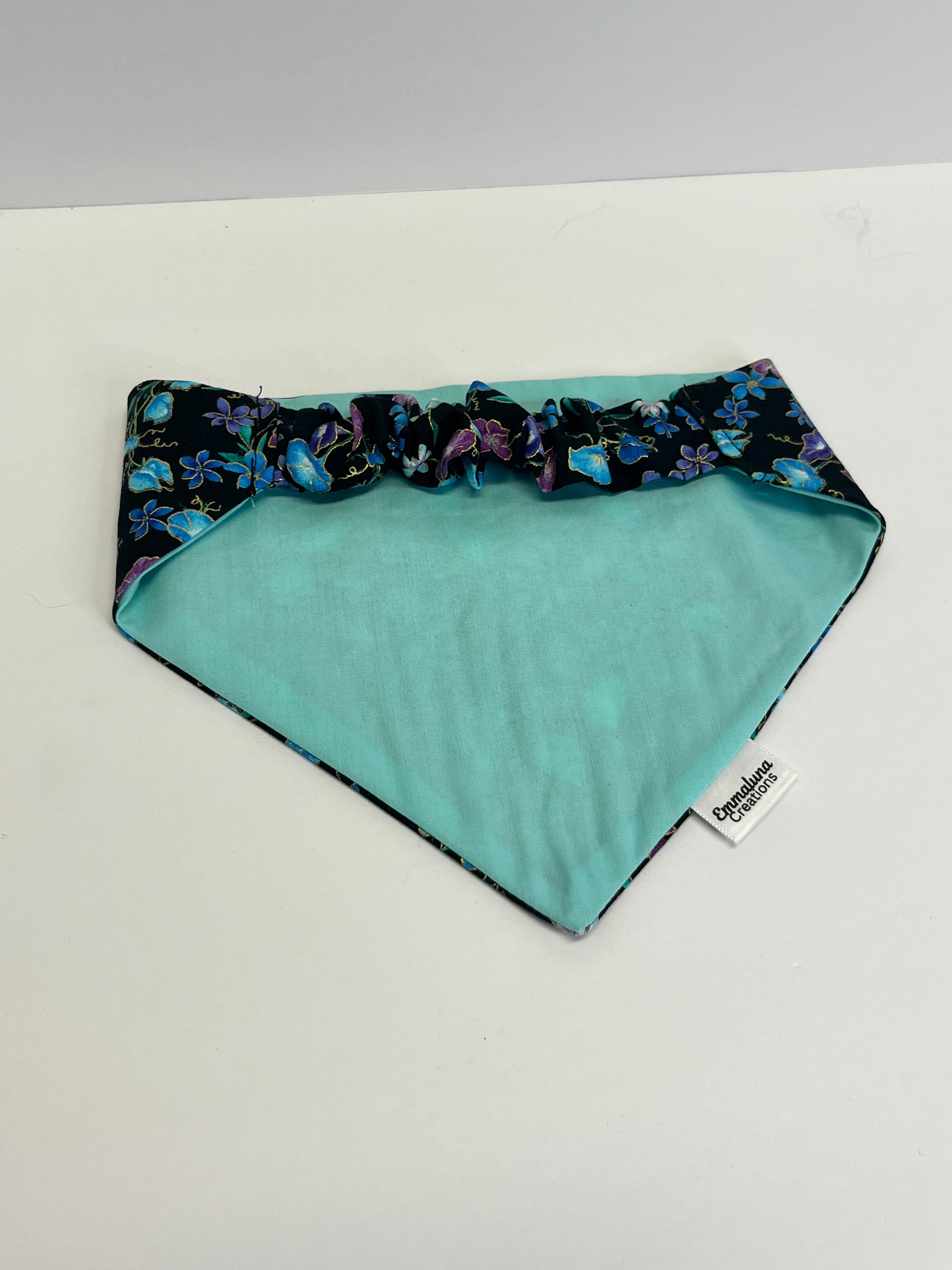 Dark Flowers Scrunchie Dog Bandana