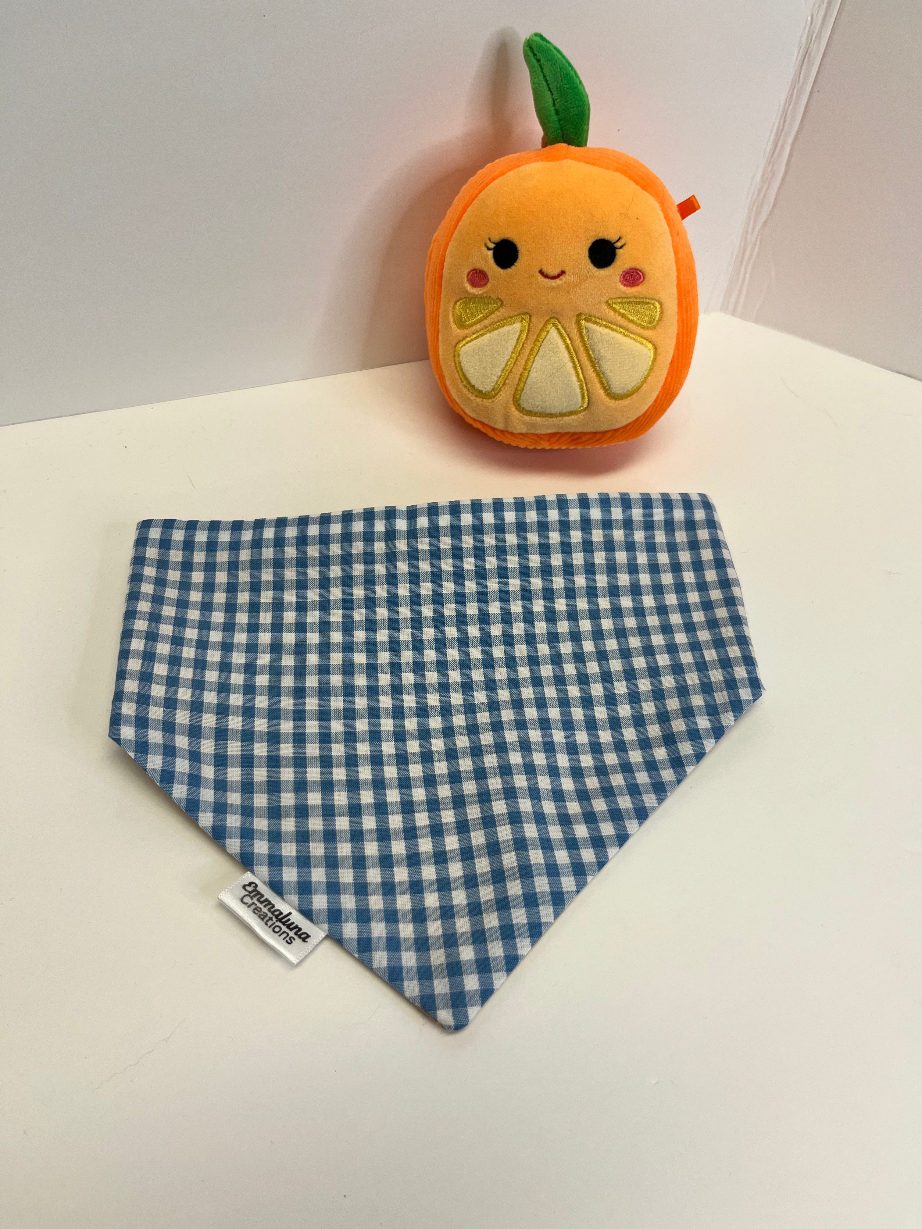 Light Blue Gingham Scrunchie Dog Bandana