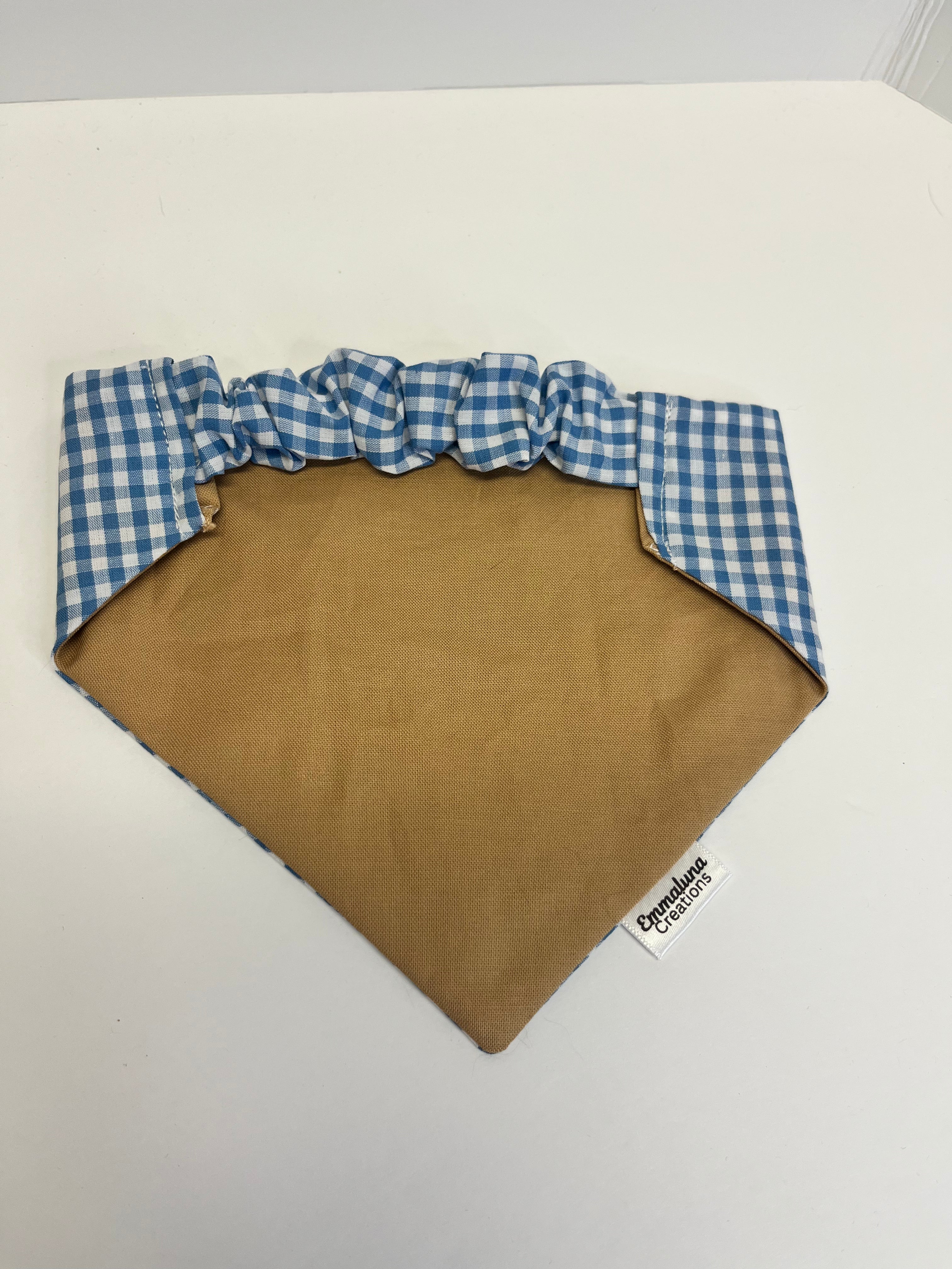 Light Blue Gingham Scrunchie Dog Bandana